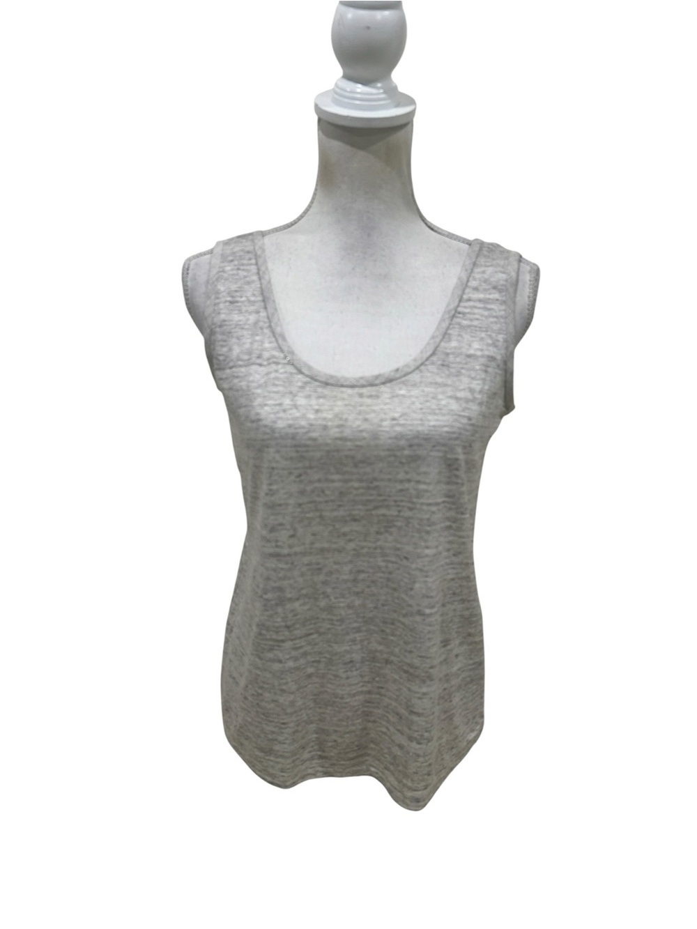 Lafayette 148 NY linen scoop Neck Tank Top Light Heather taupe premium small